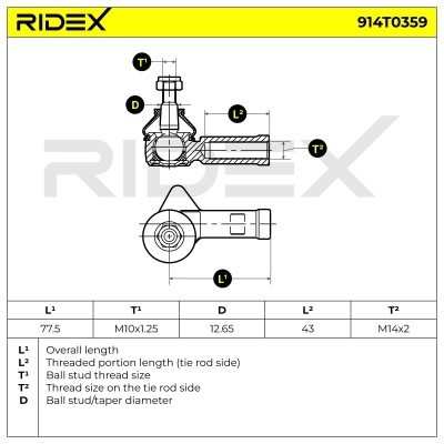 Tie Rod End RIDEX 914T0359 914T0359 - photo 6