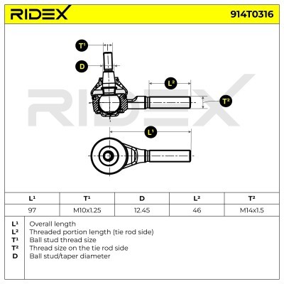 Tie Rod End RIDEX 914T0316 914T0316 - photo 5