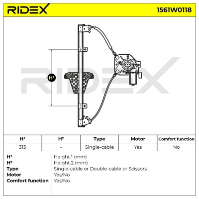 Window Regulator RIDEX 1561W0118 1561W0118 - photo 5