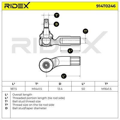 Tie Rod End RIDEX 914T0246 914T0246 - photo 4