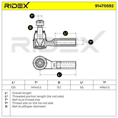 Tie Rod End RIDEX 914T0592 914T0592 - photo 6