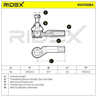 Tie Rod End RIDEX 914T0084 914T0084 - photo 5