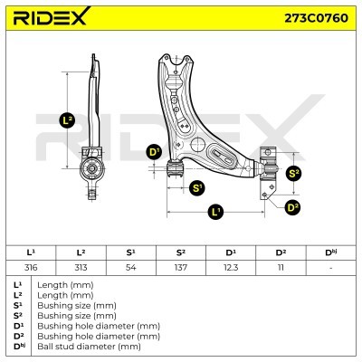 Control Arm RIDEX 273C0760 273C0760 - photo 5