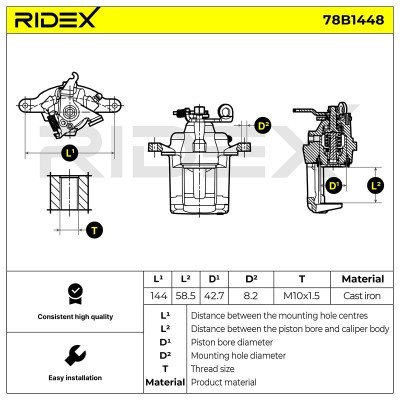 Brake Caliper RIDEX 78B1448 78B1448 - photo 7
