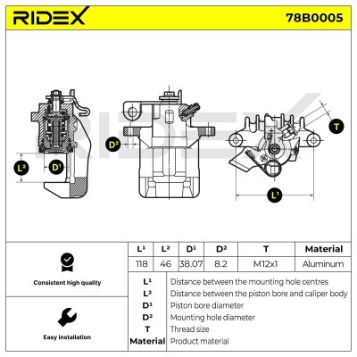 Brake Caliper RIDEX 78B0005 78B0005 - photo 6
