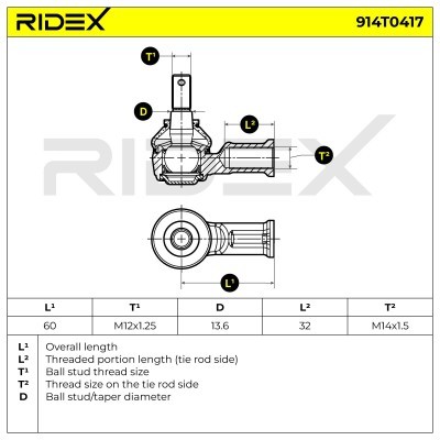 Tie Rod End RIDEX 914T0417 914T0417 - photo 6