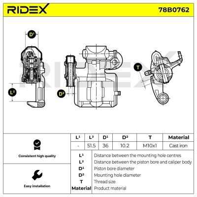 Brake Caliper RIDEX 78B0762 78B0762 - photo 7