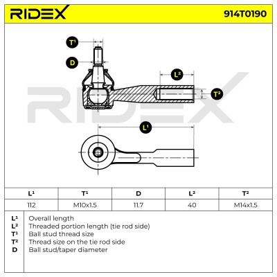 Tie Rod End RIDEX 914T0190 914T0190 - photo 4