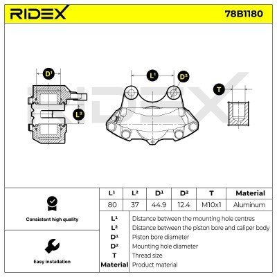Brake Caliper RIDEX 78B1180 78B1180 - photo 7