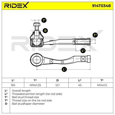 Tie Rod End RIDEX 914T0348 914T0348 - photo 5