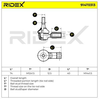 Tie Rod End RIDEX 914T0313 914T0313 - photo 5