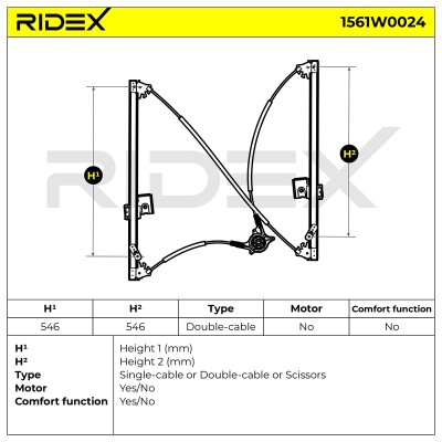 Window Regulator RIDEX 1561W0024 1561W0024 - photo 8