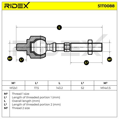 Tie Rod Assembly RIDEX 51T0088 51T0088 - photo 9