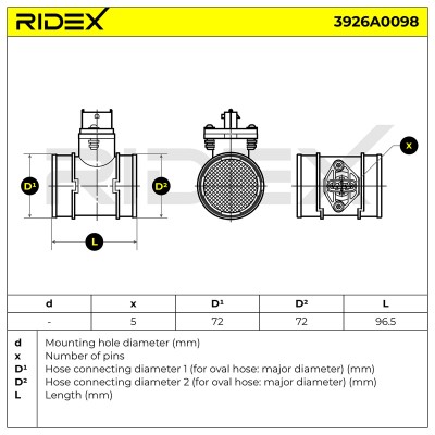 Air Mass Sensor RIDEX 3926A0098 3926A0098 - photo 6