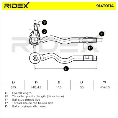Tie Rod End RIDEX 914T0114 914T0114 - photo 6