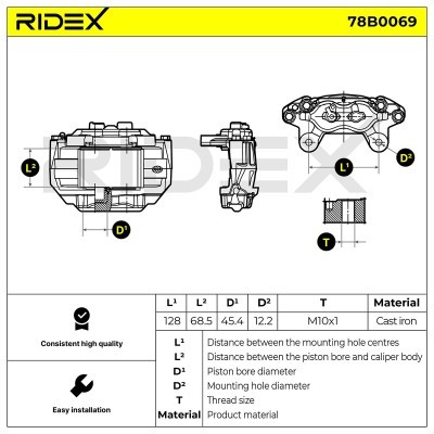 Brake Caliper RIDEX 78B0069 78B0069 - photo 3