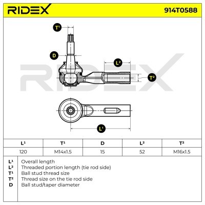 Tie Rod End RIDEX 914T0588 914T0588 - photo 5