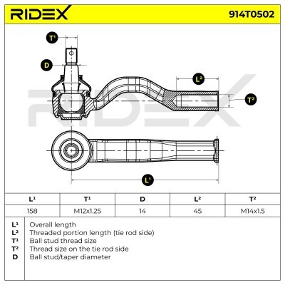 Tie Rod End RIDEX 914T0502 914T0502 - photo 5