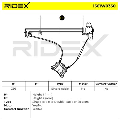 Window Regulator RIDEX 1561W0350 1561W0350 - photo 5