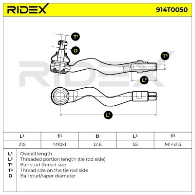 Tie Rod End RIDEX 914T0050 914T0050 - photo 3