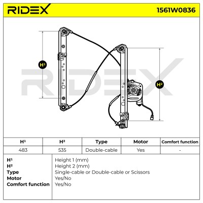 Window Regulator RIDEX 1561W0836 1561W0836 - photo 7
