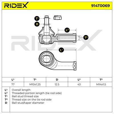Tie Rod End RIDEX 914T0069 914T0069 - photo 7