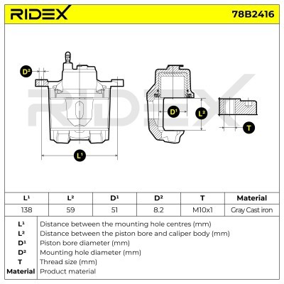Brake Caliper RIDEX 78B2416 78B2416 - photo 7