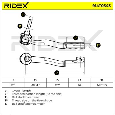 Tie Rod End RIDEX 914T0343 914T0343 - photo 5