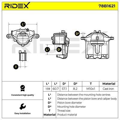 Brake Caliper RIDEX 78B1621 78B1621 - photo 6