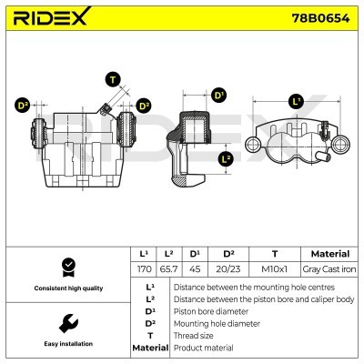Brake Caliper RIDEX 78B0654 78B0654 - photo 6