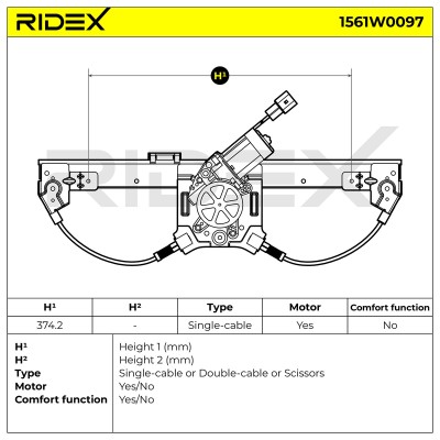 Window Regulator RIDEX 1561W0097 1561W0097 - photo 6