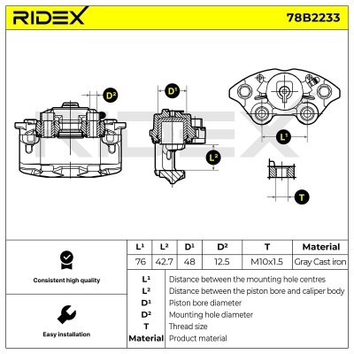 Brake Caliper RIDEX 78B2233 78B2233 - photo 3