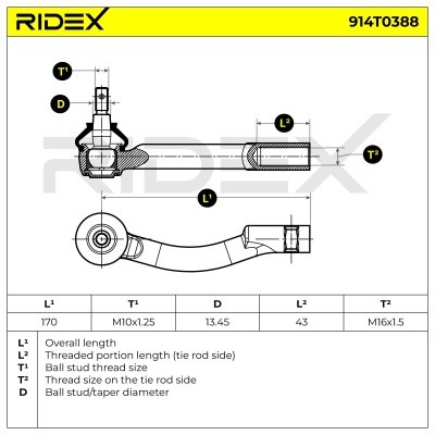 Tie Rod End RIDEX 914T0388 914T0388 - photo 5