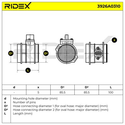 Air Mass Sensor RIDEX 3926A0310 3926A0310 - photo 6
