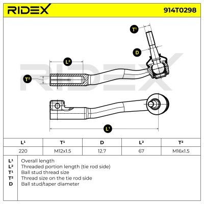 Tie Rod End RIDEX 914T0298 914T0298 - photo 6