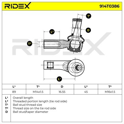 Tie Rod End RIDEX 914T0386 914T0386 - photo 6