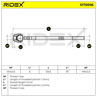 Tie Rod Assembly RIDEX 51T0056 51T0056 - photo 5