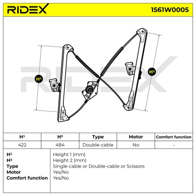 Window Regulator RIDEX 1561W0005 1561W0005 - photo 7