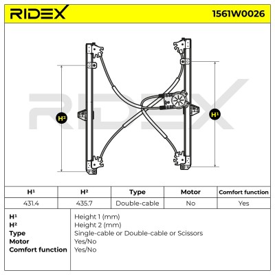Window Regulator RIDEX 1561W0026 1561W0026 - photo 8