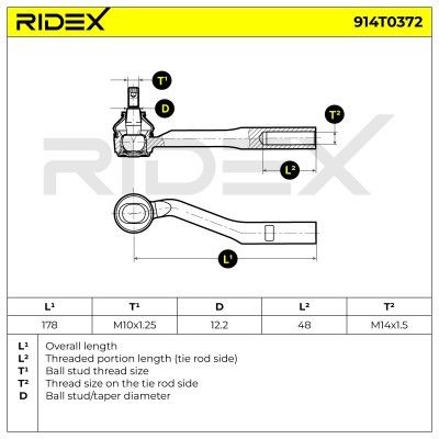 Tie Rod End RIDEX 914T0372 914T0372 - photo 5