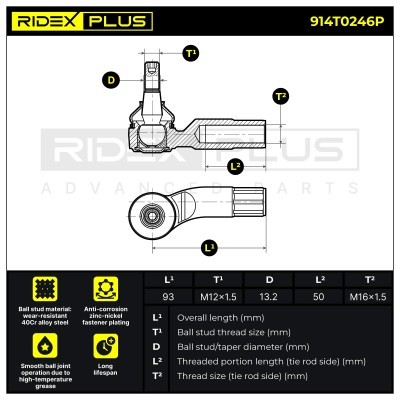 Tie Rod End RIDEX 914T0246P 914T0246P - photo 8