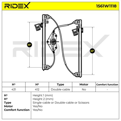 Window Regulator RIDEX 1561W1118 1561W1118 - photo 6