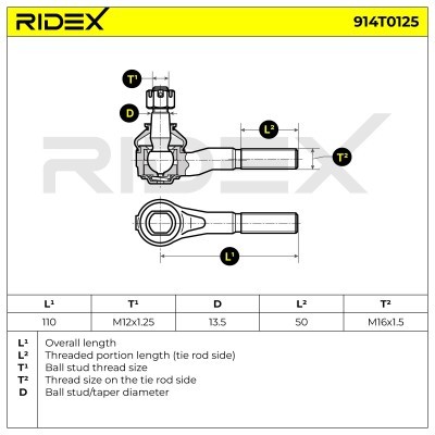 Tie Rod End RIDEX 914T0125 914T0125 - photo 7