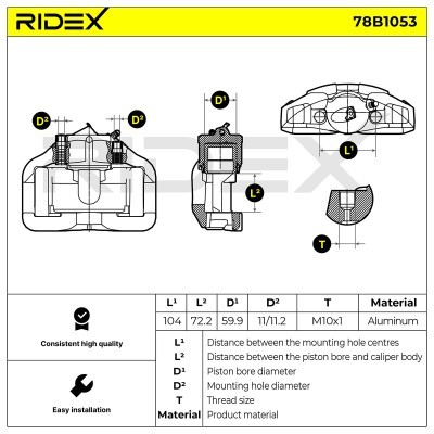 Brake Caliper RIDEX 78B1053 78B1053 - photo 3