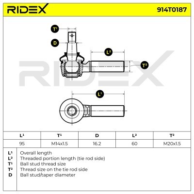 Tie Rod End RIDEX 914T0187 914T0187 - photo 5