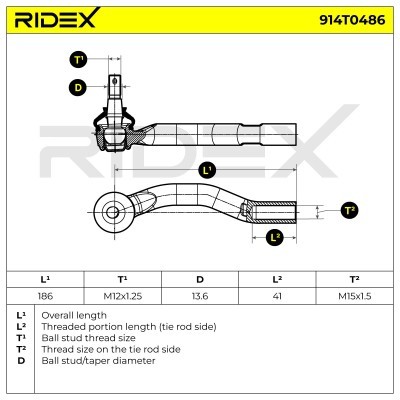Tie Rod End RIDEX 914T0486 914T0486 - photo 7