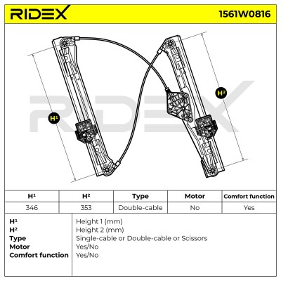 Window Regulator RIDEX 1561W0816 1561W0816 - photo 6