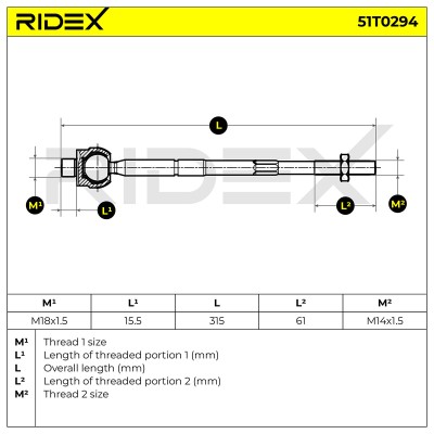 Tie Rod Assembly RIDEX 51T0294 51T0294 - photo 5