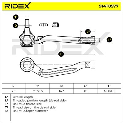 Tie Rod End RIDEX 914T0577 914T0577 - photo 6