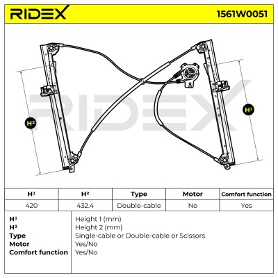 Window Regulator RIDEX 1561W0051 1561W0051 - photo 8